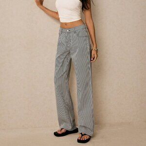 Dark Wash Casual Women's Striped Denim Jeans